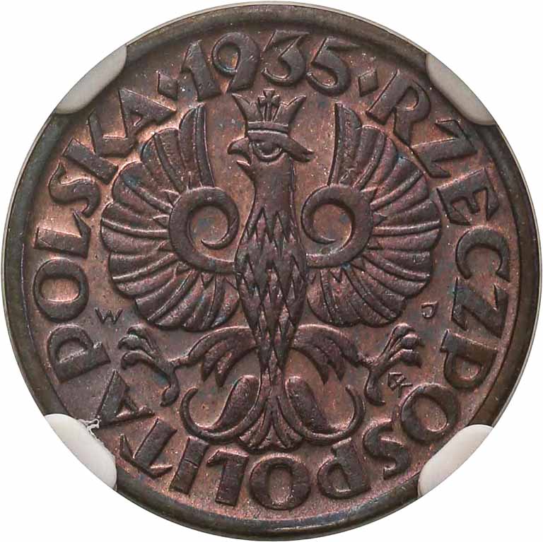 II RP. 1 grosz 1935 NGC MS65 RB (MAX)