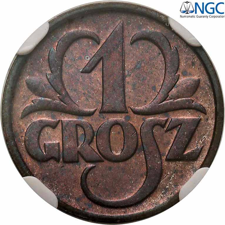 II RP. 1 grosz 1935 NGC MS65 RB (MAX)