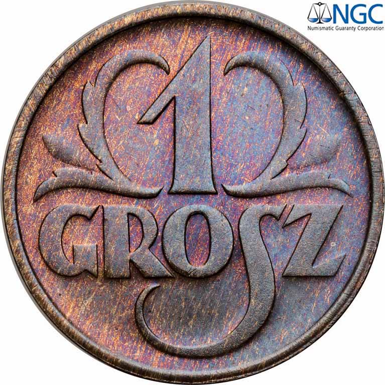 II RP. 1 grosz 1935 NGC MS65 BN