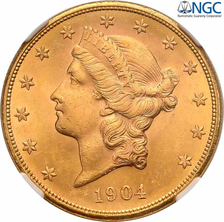 USA. 20 dolarów 1904 San Francisco NGC MS63