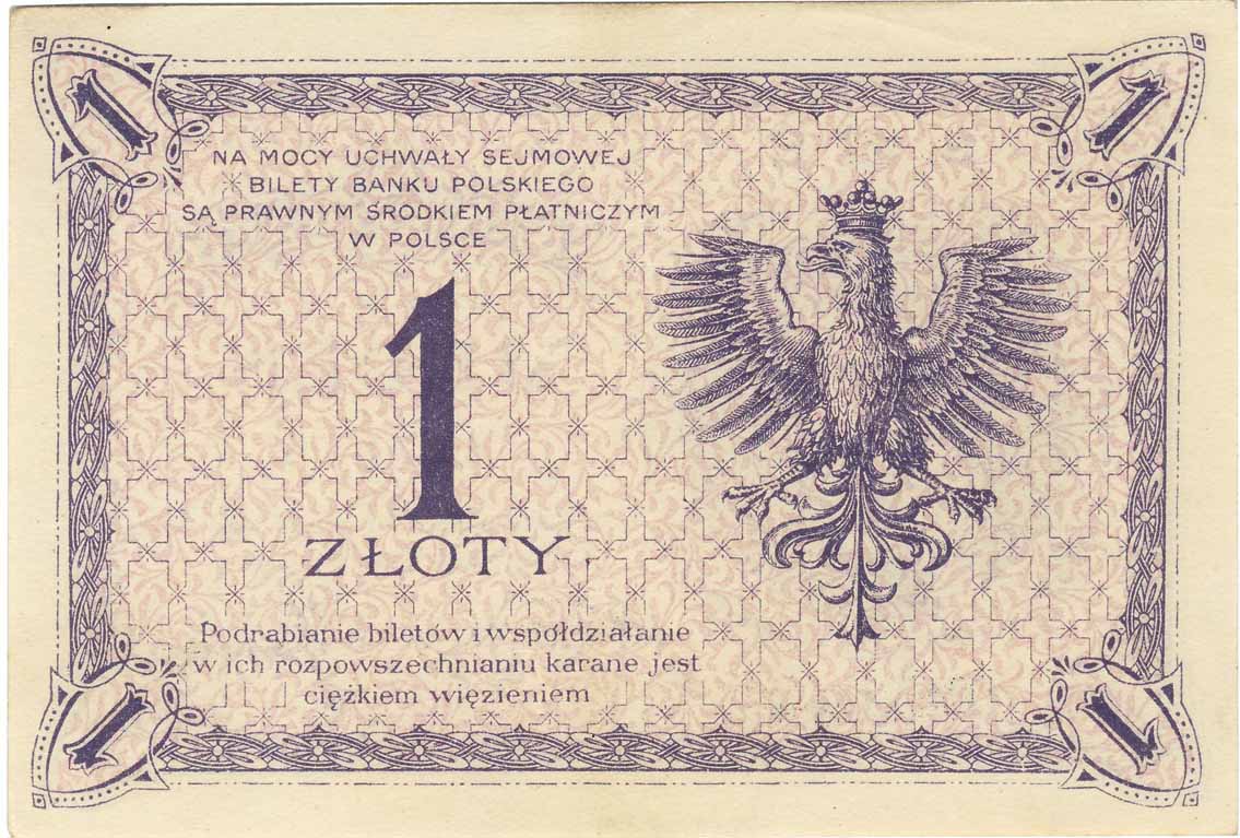 II RP. 1 złoty 1919 (1924) PCGS UNC64