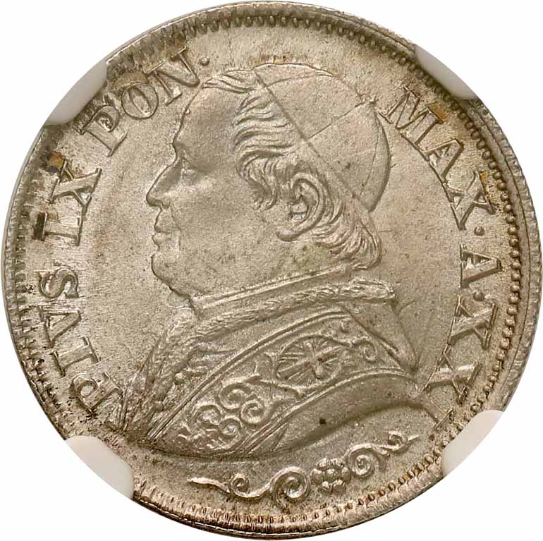 Włochy Watykan. 10 soldi 1866 R NGC MS65