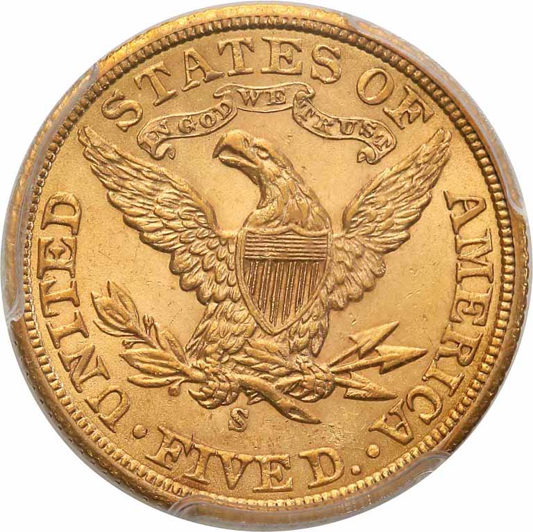 USA. 5 dolarów 1901 San Francisco PCGS MS63