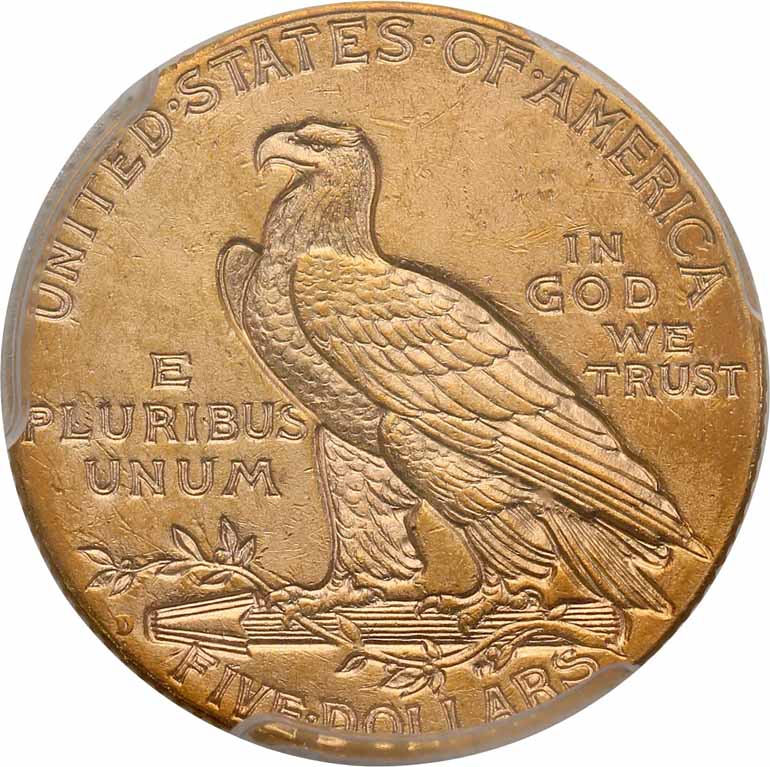 USA. 5 dolarów 1909 Denver Indianin PCGS MS62