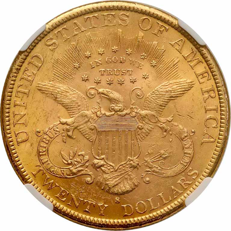 USA. 20 dolarów 1885 San Francisco NGC MS62