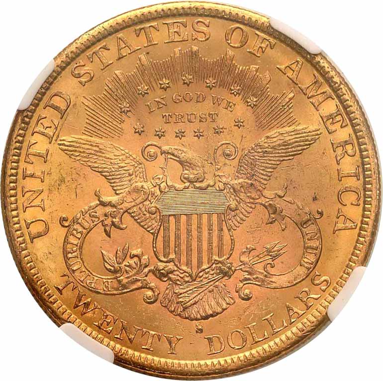 USA. 20 dolarów 1897 San Francisco NGC MS62