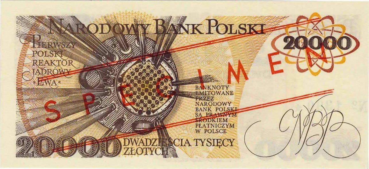 PRL Polska. SPECIMEN / WZÓR 20 000 złotych Skłodowska-Curie 1989 PMG 64