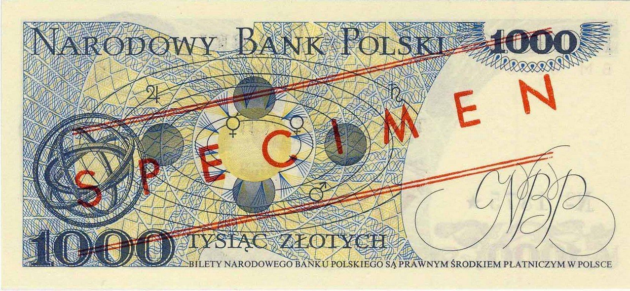 Polska. WZÓR / SPECIMEN 1 000 złotych Kopernik 1979 PMG 66