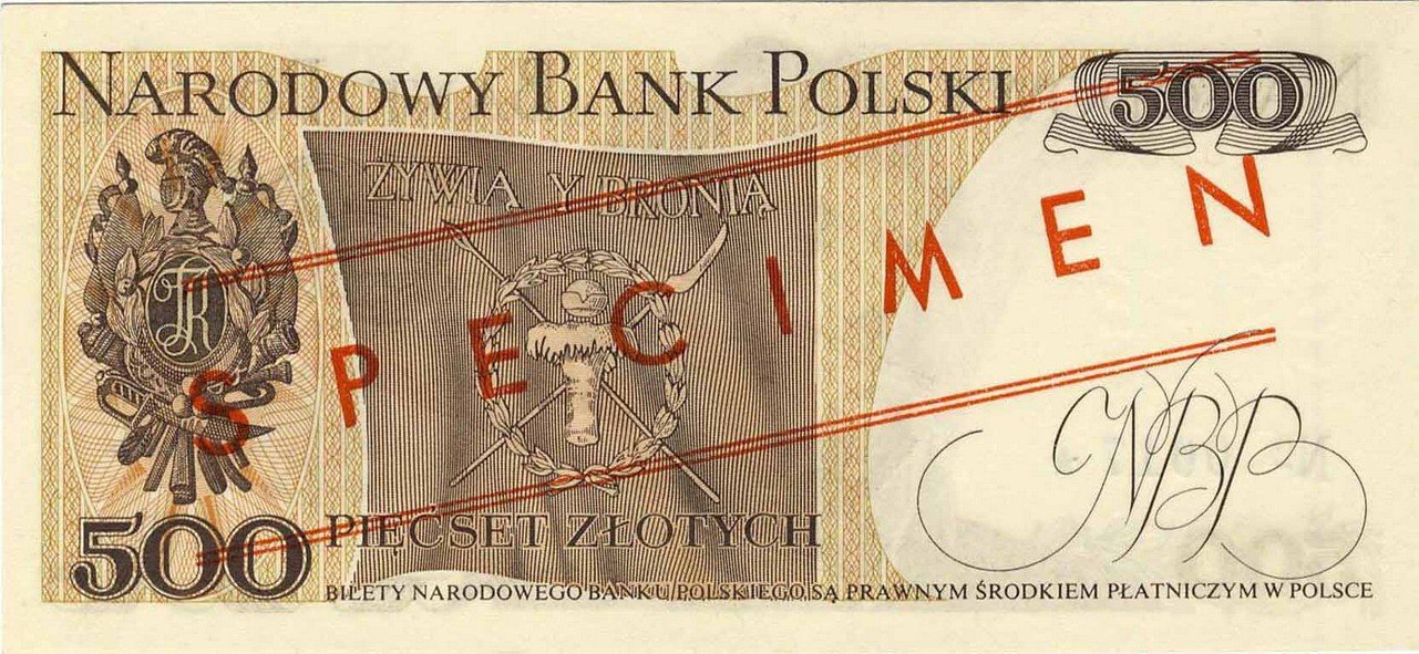 PRL Polska WZÓR / SPECIMEN 500 złotych 1974-6 Kościuszko PMG 66