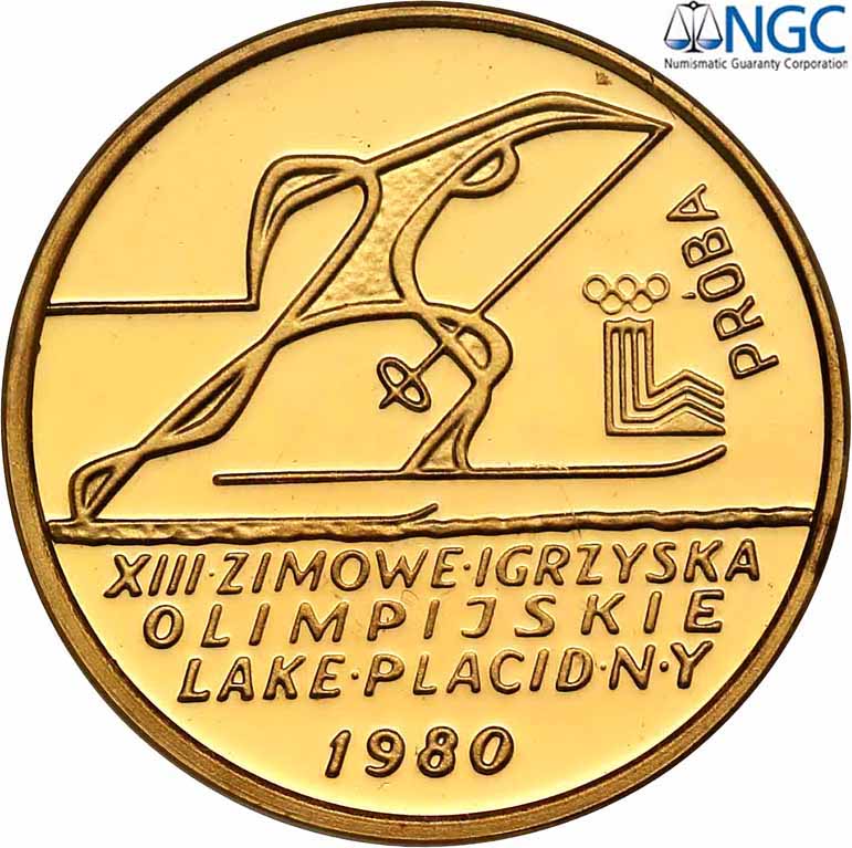 PRL. PRÓBA złoto 2 000 złotych 1980 Lake Placid NGC PF67 ULTRA CAMEO