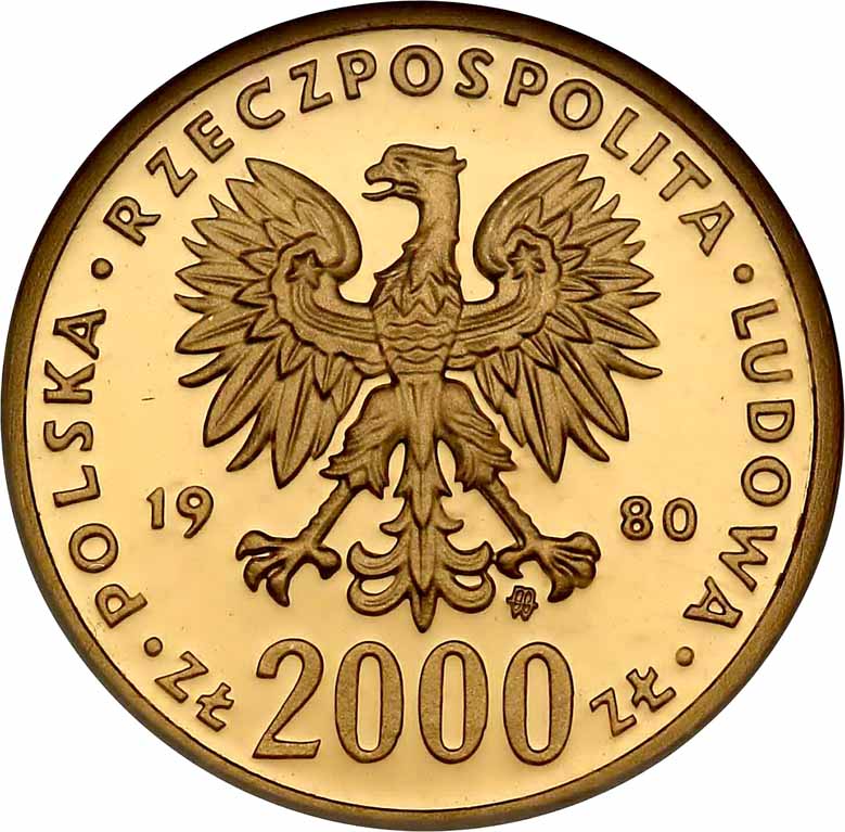PRL. PRÓBA złoto 2 000 złotych 1980 Lake Placid NGC PF67 ULTRA CAMEO