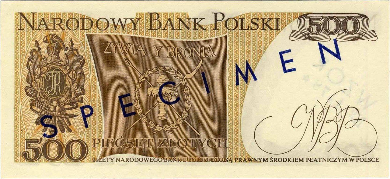 PRL Polska. WZÓR / SPECIMEN 500 złotych 1974-6 Kosciuszko PMG 64