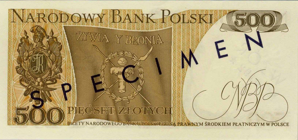 PRL Polska. WZÓR / SPECIMEN 500 złotych 1974-6 Kościuszko PMG 65