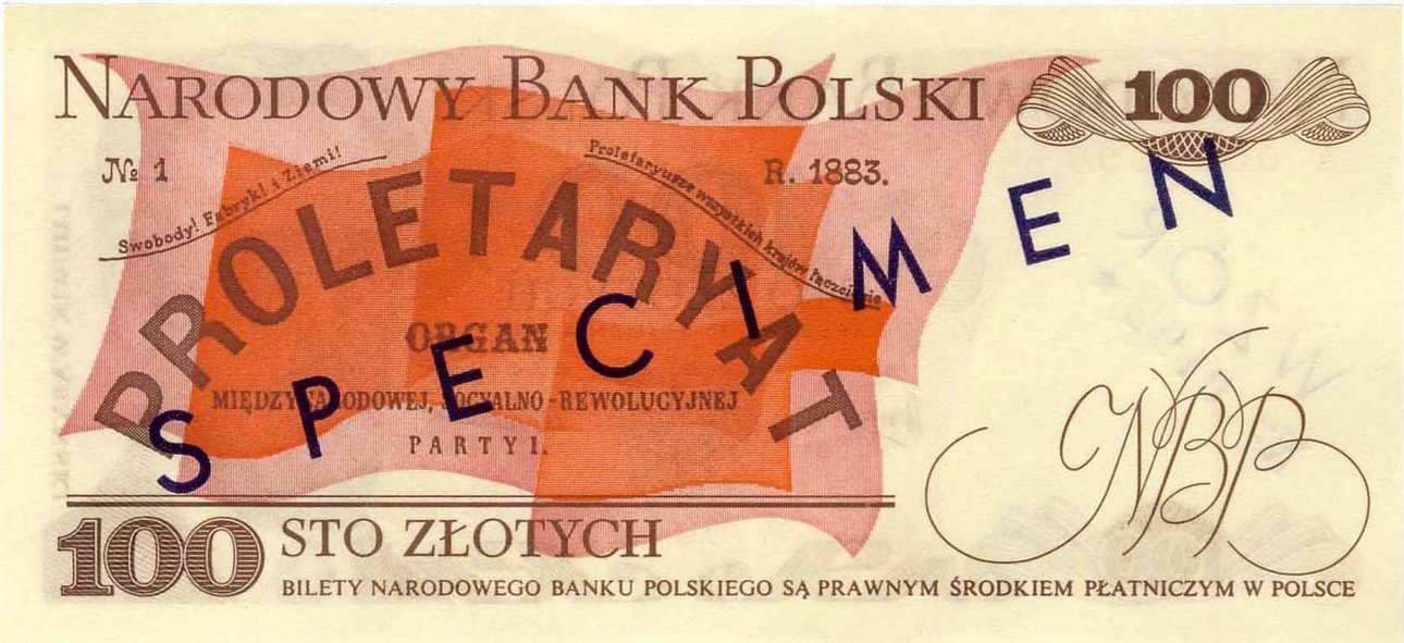PRL Polska. WZÓR / SPECIMEN 100 złotych 1975-82 Warynski PMG 65