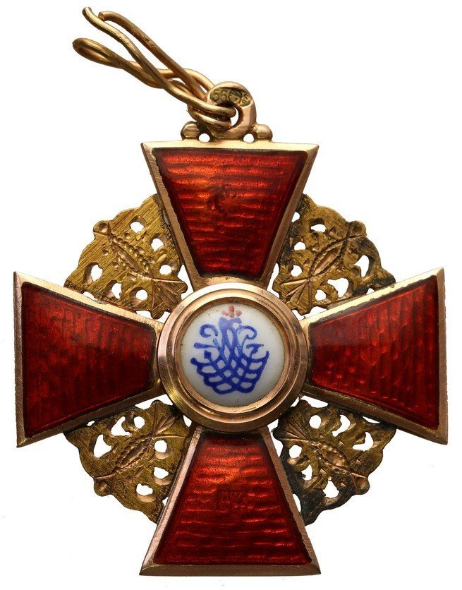 Rosja. Krzyż Orderu świętej Anny III klasy, złoto