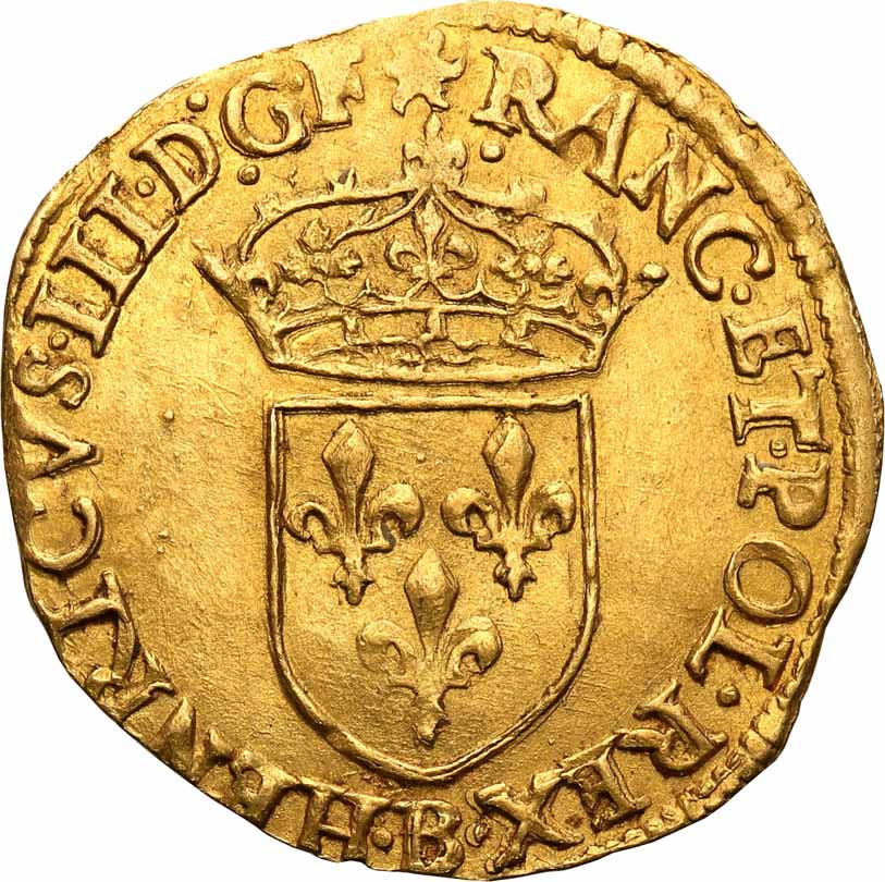 Henryk Walezy. Ecu d'or au soleil 1578 B, Rouen