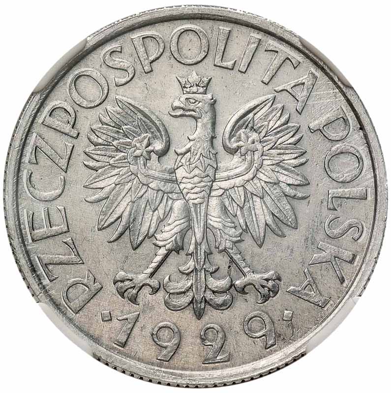 II RP. 1 złoty 1929, PRÓBA aluminium, NGC UNC DETAILS