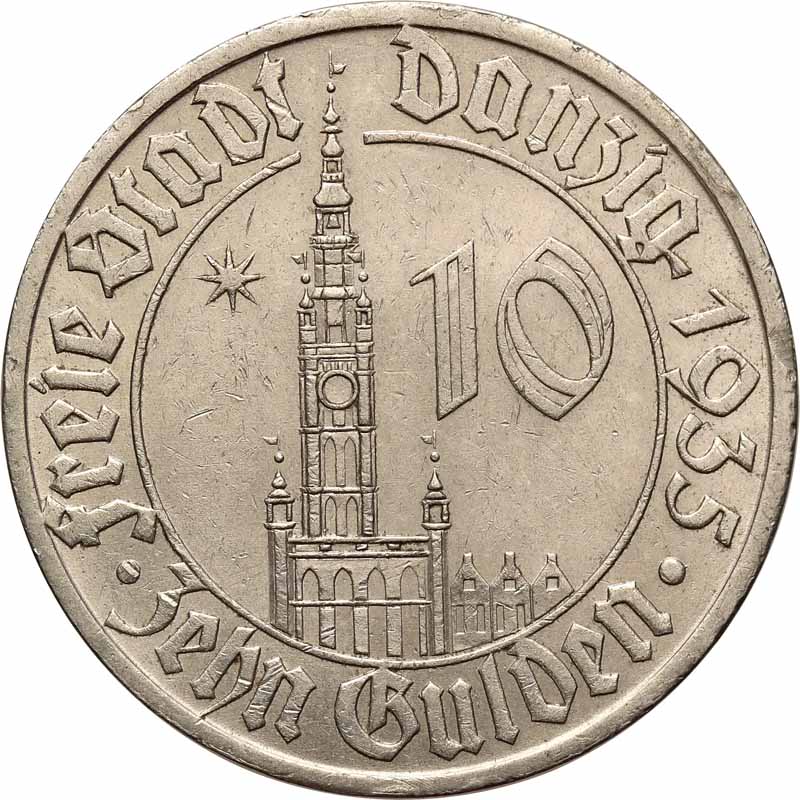 Wolne Miasto Gdańsk. 10 guldenów 1935, Ratusz