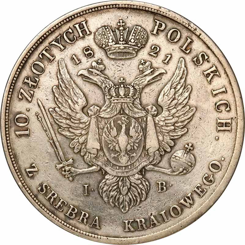 Królestwo Polskie, Aleksander l. 10 złotych 1821, Warszawa
