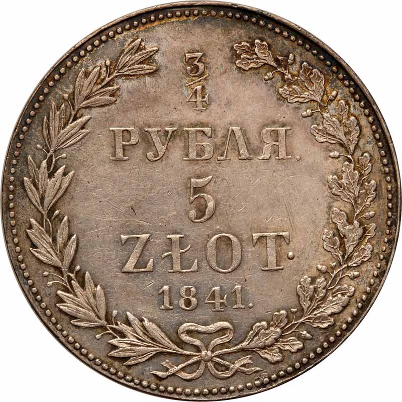 Polska XlX w. 3/4 rubla = 5 złotych 1841 MW, Warszawa