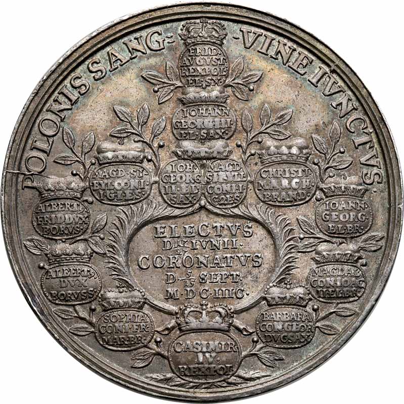 August ll Mocny. Medal koronacyjny Augusta II 1697, srebro