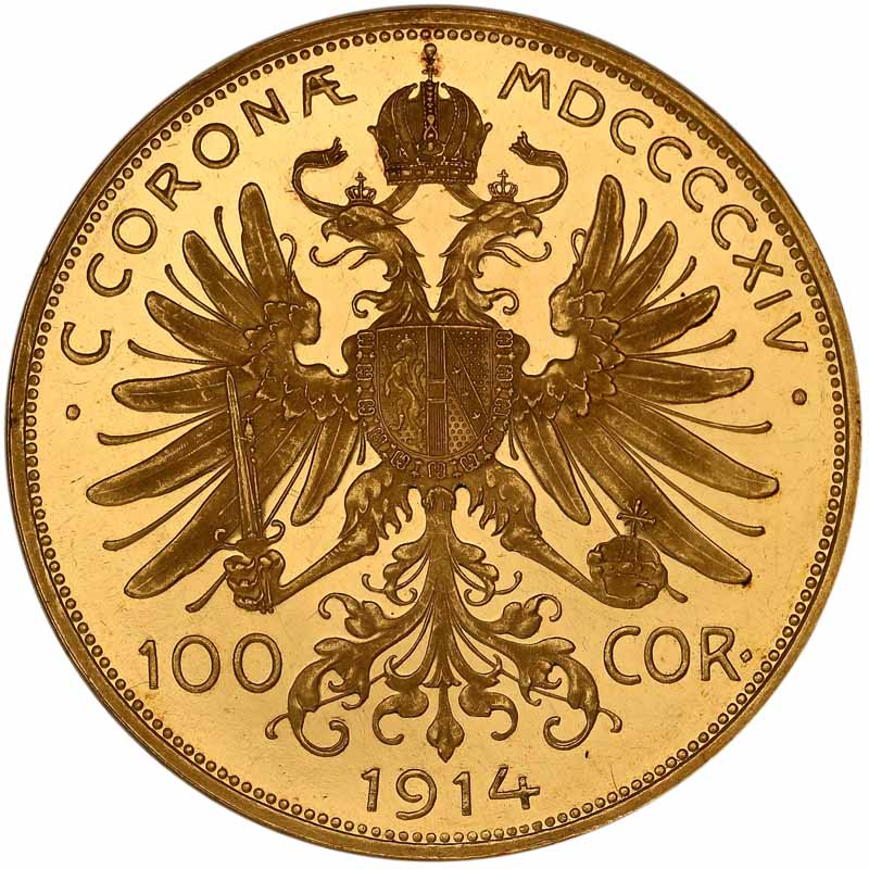 Austria. 100 koron 1914, stempel lustrzany