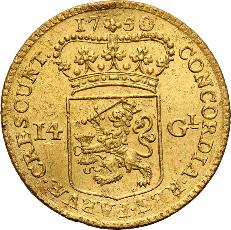 Niderlandy. Holland 14 guldenów 1750, Amsterdam