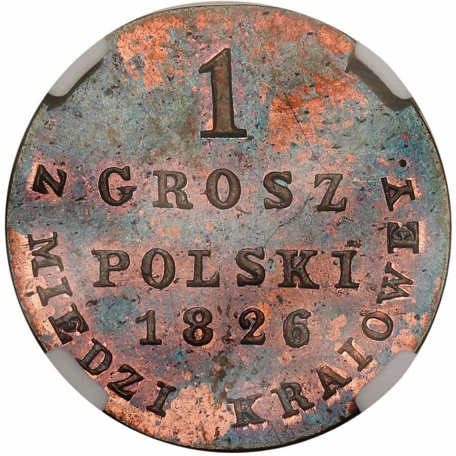 Polska XIX w. / Rosja. Grosz 1826 IB Z MIEDZI KRAIOWEY NGC MS64 RB (MAX)