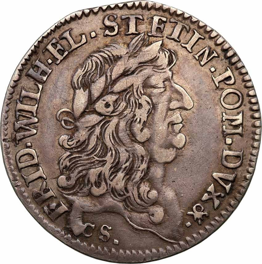Pomorze. Odbitka w srebrze 2 dukatów 1677 cs (Berlin), na zdobycie Szczecina