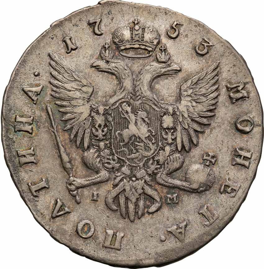 Rosja. Elżbieta. Połtina (1/2 Rubla) 1753, Petersburg
