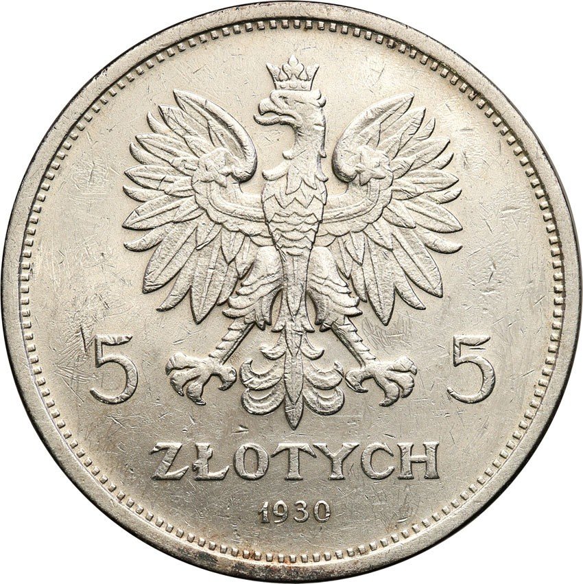 II RP. 5 złotych 1930 Sztandar, stempel głęboki