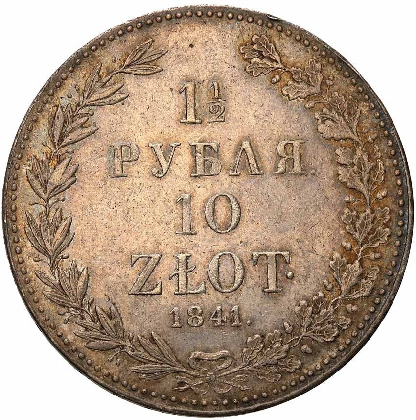 Polska XIX w./Rosja. Mikołaj I. 1 1/2 Rubla = 10 złotych 1841 MW, Warszawa
