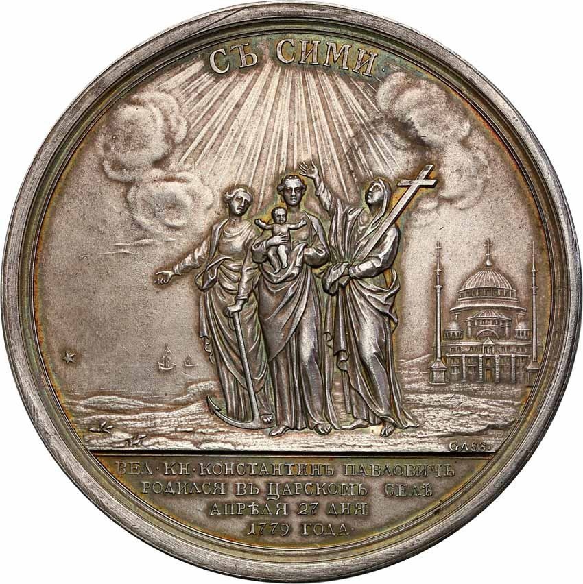 Rosja. Katarzyna ll. Medal 1779 urodziny księcia Konstantego SREBRO