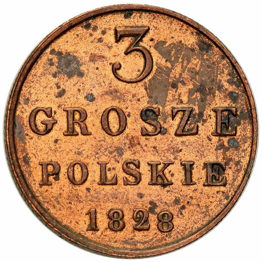 Polska XIX w./Rosja. Mikołaj I. 3 grosze 1828 FH, Warszawa
