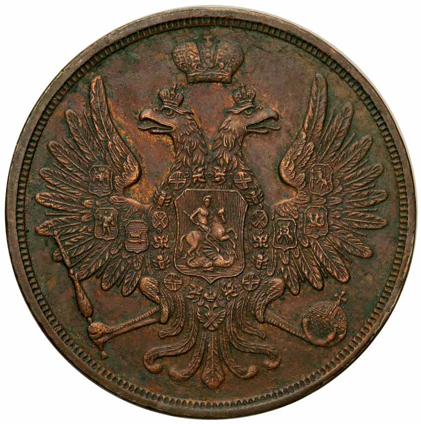 Polska XIX w./Rosja. Mikołaj I. 3 kopiejki 1854 BM, Warszawa