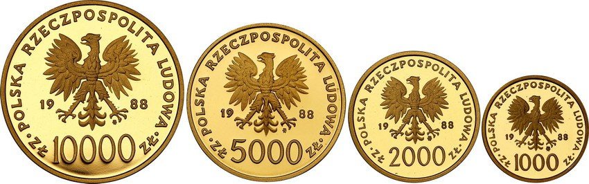 Set Papieski 1988 Jan Paweł II X lat Pontyfikatu, złoto