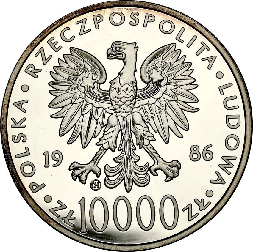 10.000 złotych 1986 Jan Paweł II, stempel lustrzany