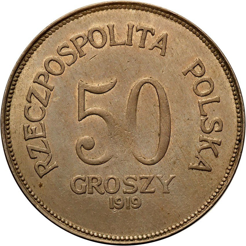 II RP. PRÓBA, 50 groszy 1919, nikiel ex. Faruk / Karolkiewicz collection