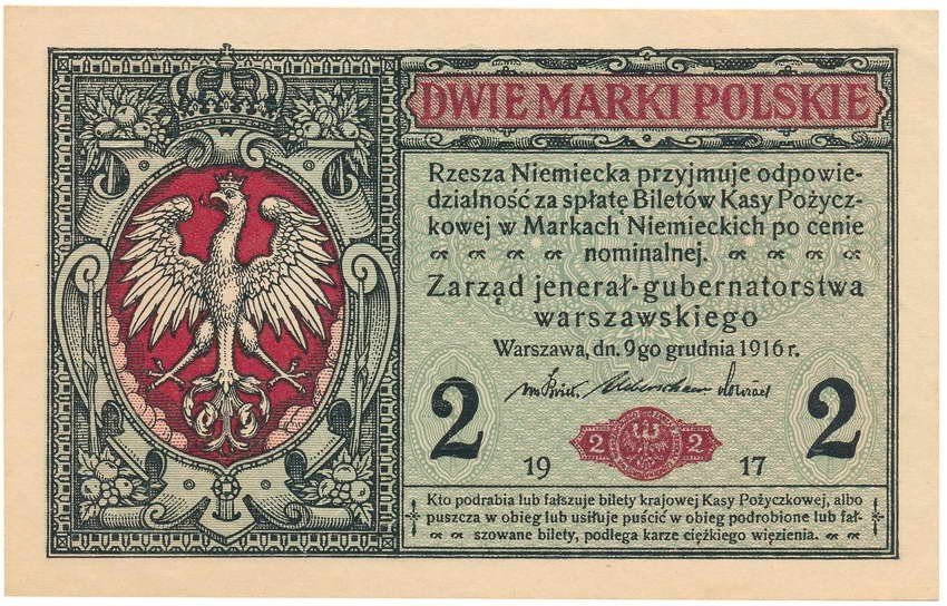 2 marki polskie 1916 (...jenerał...) seria A