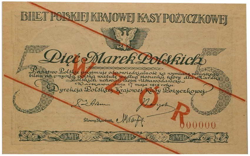 WZÓR 5 marek polskich 17.05.1919