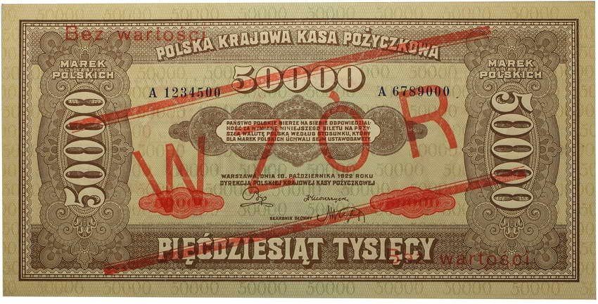 WZÓR 50.000 marek polskich 10.10.1922 seria A