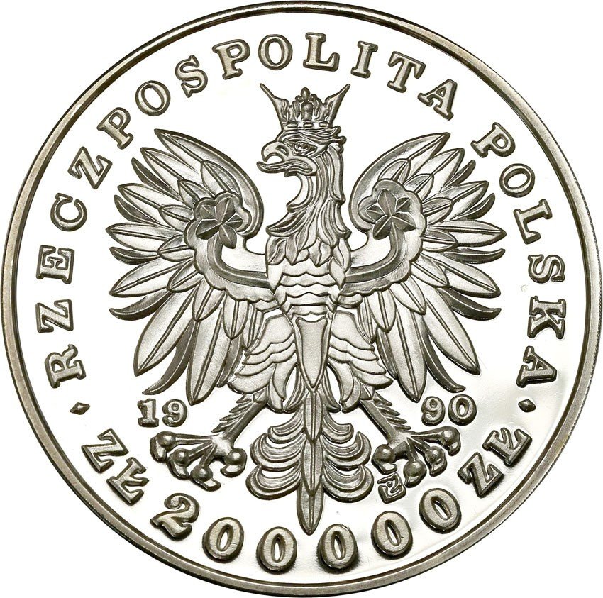 Polska 200.000 złotych 1990 J. Piłsudski Duży Tryptyk