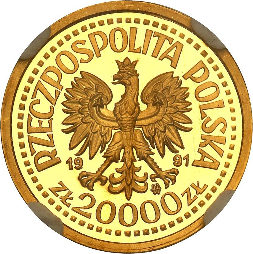 PRÓBA złoto 20.000 złotych 1991 Papież Jan Paweł II Ołtarz NGC PF69 ULTRA CAMEO