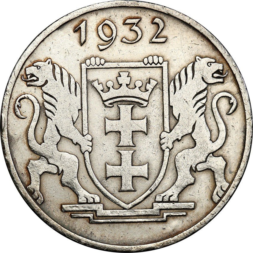 Wolne Miasto Gdańsk. 5 guldenów 1932 Kościół NMP