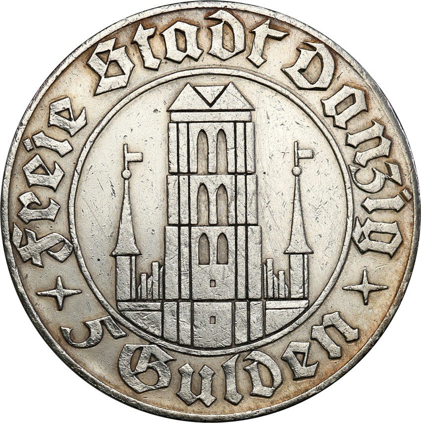 Wolne Miasto Gdańsk. 5 guldenów 1932 Kościół NMP