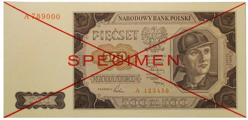 WZÓR 500 złotych 1.07.1948 seria A rzadkość R6