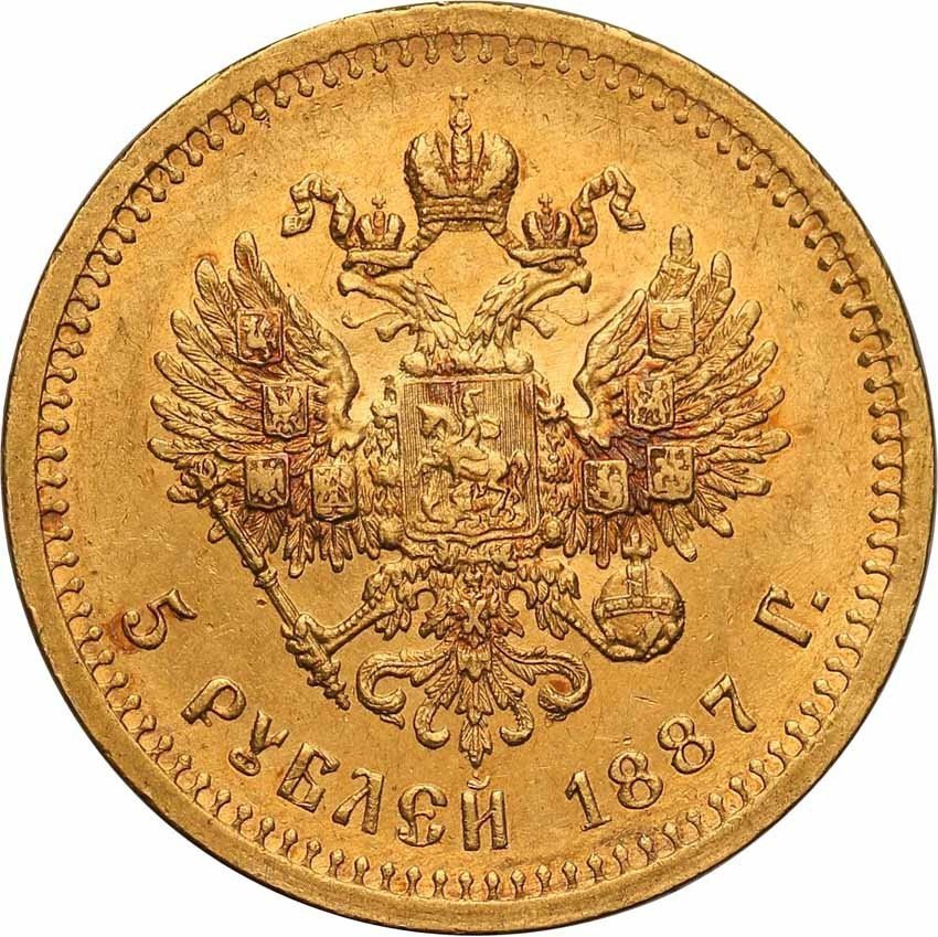 Rosja, Aleksander lll. 5 Rubli 1887, Petersburg