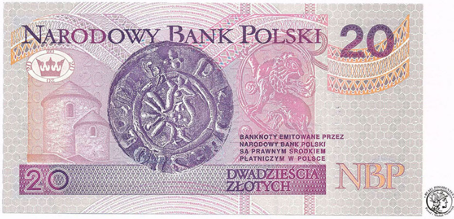 Banknot 20 złotych ZA (Zastępcza) st. 1 UNC