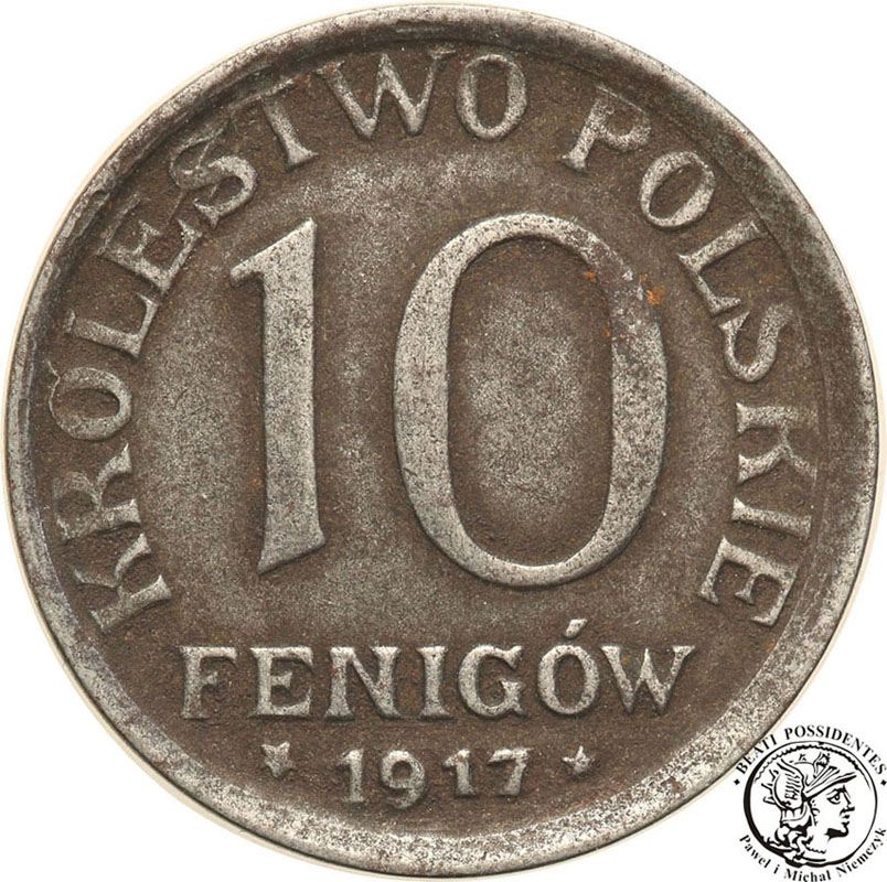 Królestwo Pol. 10 fenigów 1917 blisko obrzeża st.3