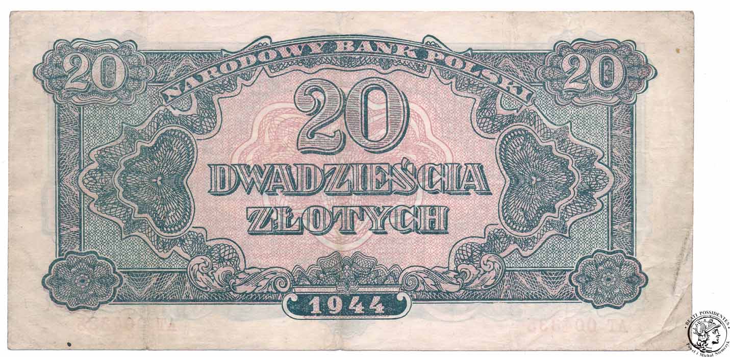 Banknot 20 złotych 1944 ...obowiązkowym st.3-